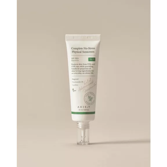 AXIS-Y Complete No-Stress hidratáló fizikai fényvédő krém növényi kivonatokkal SPF 50+ PA++++ AXIS-Y Complete No-Stress hidratáló fizikai fényvédő krém növényi kivonatokkal SPF 50+ PA++++