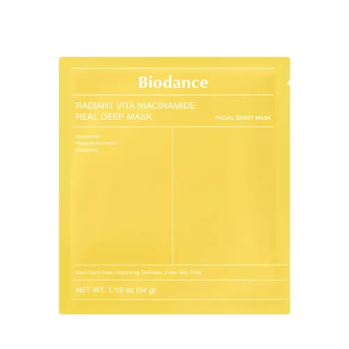 BIODANCE Radiant Vita Niacinamide Real Deep folthalványító és bőrszín-kiegyenlítő maszk