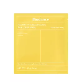   BIODANCE Radiant Vita Niacinamide Real Deep folthalványító és bőrszín-kiegyenlítő maszk (4 darab)