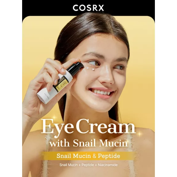COSRX Advanced Snail Peptide tápláló és bőrvilágosító szemkörnyékápoló krém csigamucin kivonattal COSRX Advanced Snail Peptide tápláló és bőrvilágosító szemkörnyékápoló krém csigamucin kivonattal