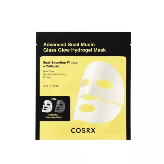 COSRX Advanced Snail Mucin hidratáló és bőrtónus-egyesítő hidrogél maszk csigamucin kivonattal