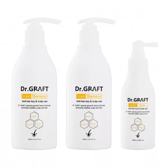 DR. GRAFT hajhullás elleni terápiás szett (300 ml sampon + 300 ml sampon + 100 ml tonik) DR. GRAFT hajhullás elleni terápiás szett (300 ml sampon + 300 ml sampon + 100 ml tonik)