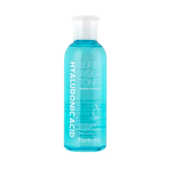 FARMSTAY Hyaluronic Acid Super Aqua hidratáló és bőrsimító tonik hialuronsavval FARMSTAY Hyaluronic Acid Super Aqua hidratáló és bőrsimító tonik hialuronsavval