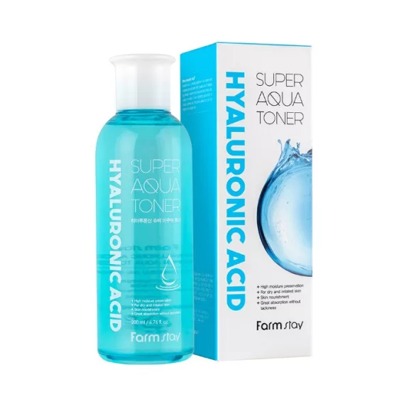 FARMSTAY Hyaluronic Acid Super Aqua hidratáló és bőrsimító tonik hialuronsavval FARMSTAY Hyaluronic Acid Super Aqua hidratáló és bőrsimító tonik hialuronsavval