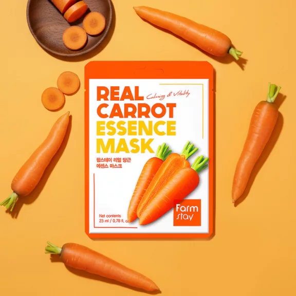 FARMSTAY Real Carrot nyugtató és vitalizáló esszenciális maszk sárgarépa kivonattal