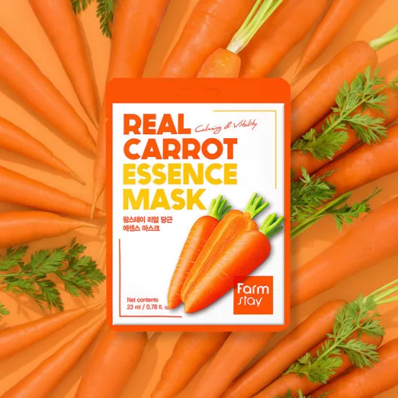 FARMSTAY Real Carrot nyugtató és vitalizáló esszenciális maszk sárgarépa kivonattal