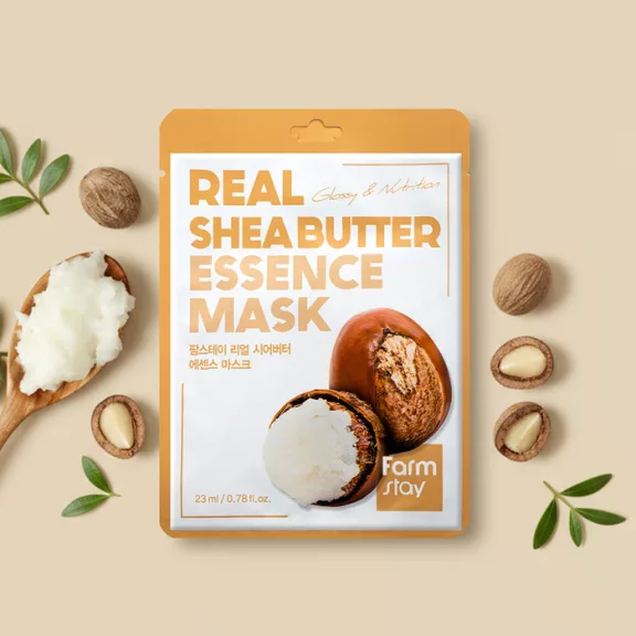 FARMSTAY Real Shea Butter bőrszínkiegyenlítő és tápláló esszenciális maszk sheavaj kivonattal