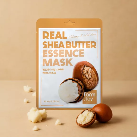 FARMSTAY Real Shea Butter bőrszínkiegyenlítő és tápláló esszenciális maszk sheavaj kivonattal