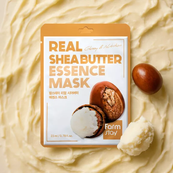 FARMSTAY Real Shea Butter bőrszínkiegyenlítő és tápláló esszenciális maszk sheavaj kivonattal