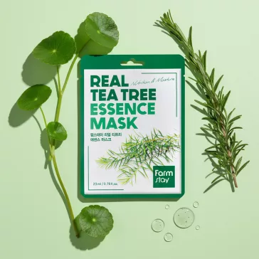   FARMSTAY Real Tea Tree nyugtató és hidratáló esszenciális maszk teafa kivonattal