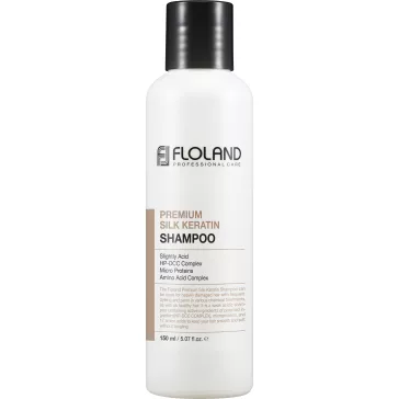   FLOLAND Premium Silk Keratin hidratáló, hajregeneráló sampon 17 féle aminosavval 150 ml