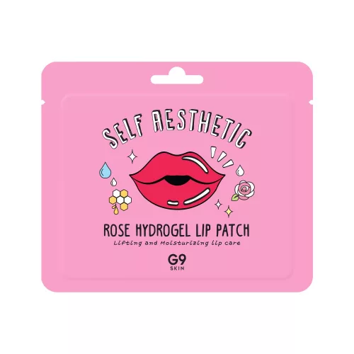 G9SKIN Self Aesthetic Rose feszesítő, hidratáló ajakápoló hidrogél tapasz rózsavízzel (5 darab)