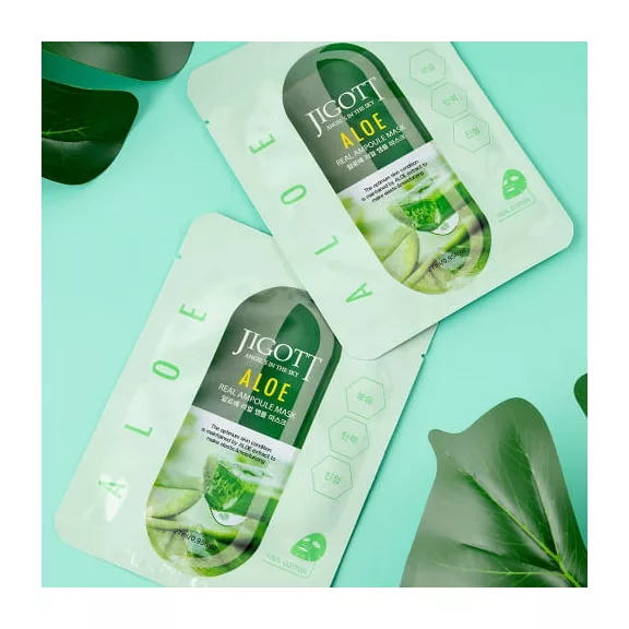 JIGOTT Real Ampoule nyugtató maszk aloe vera kivonattal JIGOTT Real Ampoule nyugtató maszk aloe vera kivonattal