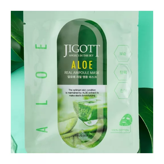JIGOTT Real Ampoule nyugtató maszk aloe vera kivonattal JIGOTT Real Ampoule nyugtató maszk aloe vera kivonattal