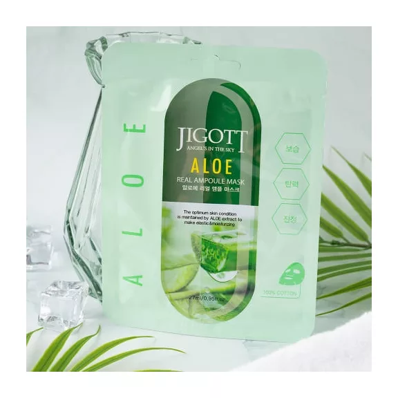 JIGOTT Real Ampoule nyugtató maszk aloe vera kivonattal JIGOTT Real Ampoule nyugtató maszk aloe vera kivonattal