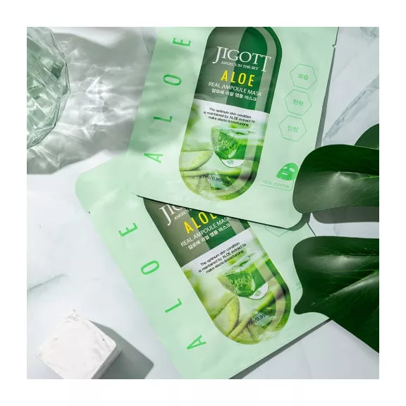 JIGOTT Real Ampoule nyugtató maszk aloe vera kivonattal JIGOTT Real Ampoule nyugtató maszk aloe vera kivonattal