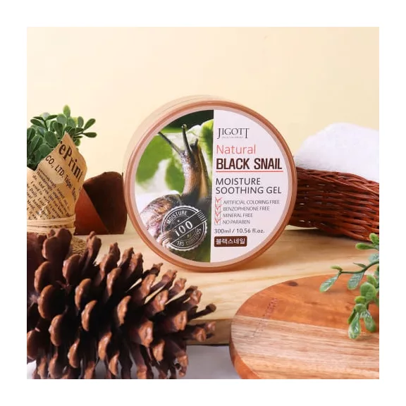 JIGOTT Natural Black Snail hidratáló és nyugtató gél fekete csiga kivonattal 300 ml