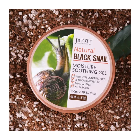 JIGOTT Natural Black Snail hidratáló és nyugtató gél fekete csiga kivonattal 300 ml