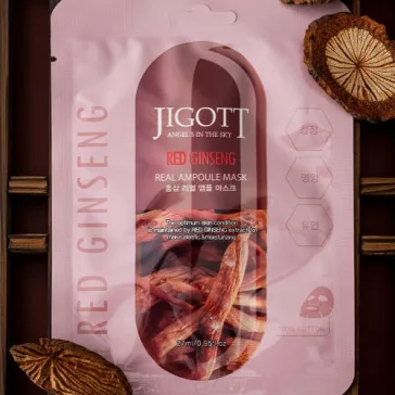   JIGOTT Real Ampoule öregedésgátló maszk vörös ginzeng kivonattal (10 darab)