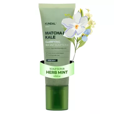   KUNDAL Matcha & Kale Clarifying fejbőr tisztító kezelés tengeri sóval és növényi kivonatokkal 200 g