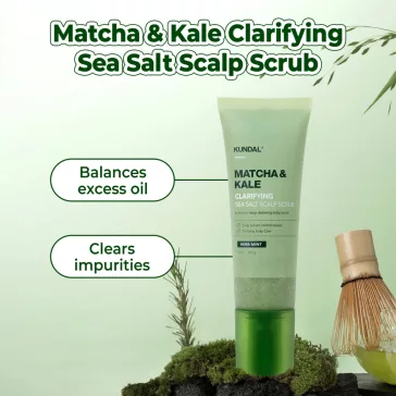   KUNDAL Matcha & Kale Clarifying fejbőr tisztító kezelés tengeri sóval és növényi kivonatokkal 200 g