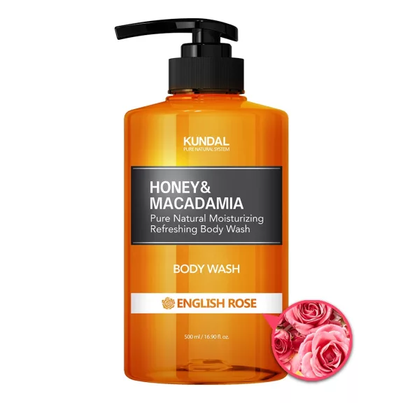 KUNDAL Honey&Macadamia Angol Rózsa tusfürdő Aloe vera kivonattal 500 ml