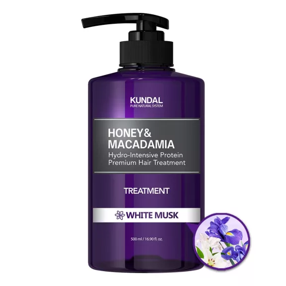 KUNDAL Honey&Macadamia Fehér Pézsma intenzív, proteines hajápoló balzsam 29 féle természetes növényi kivonattal 500 ml