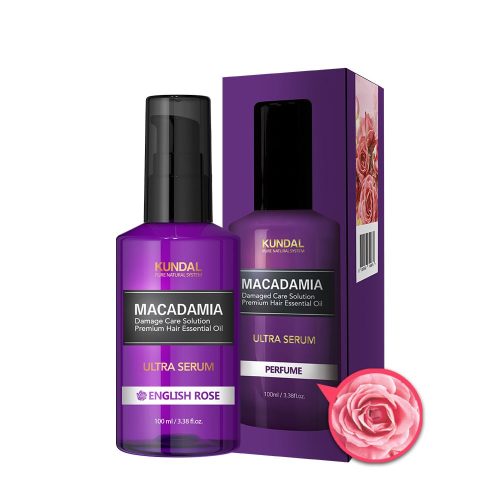 KUNDAL Macadamia Angol Rózsa intenzív hajápoló szérum-olaj 15 féle természetes növényi olajjal 100 ml