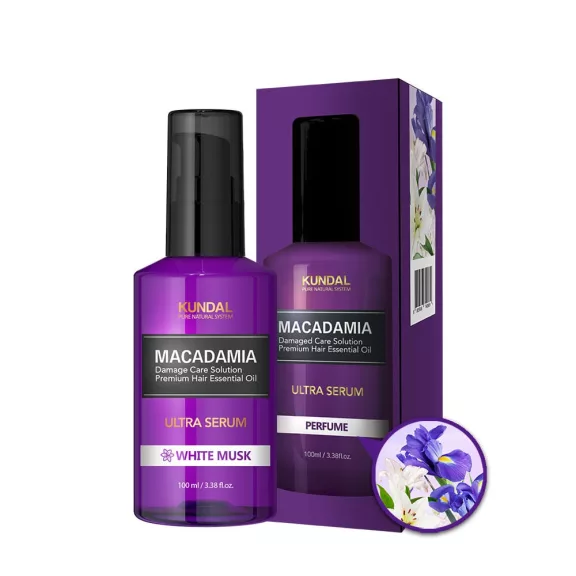 KUNDAL Macadamia Fehér Pézsma intenzív hajápoló szérum-olaj 15 féle természetes növényi olajjal 100 ml KUNDAL Macadamia Fehér Pézsma intenzív hajápoló szérum-olaj 15 féle természetes növényi olajjal 100 ml