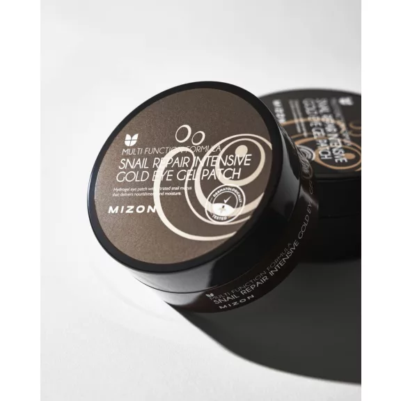 MIZON Snail Repair Intensive Gold feszesítő szemkörnyékápoló tapasz csigamucin kivonattal és peptidekkel MIZON Snail Repair Intensive Gold feszesítő szemkörnyékápoló tapasz csigamucin kivonattal és peptidekkel