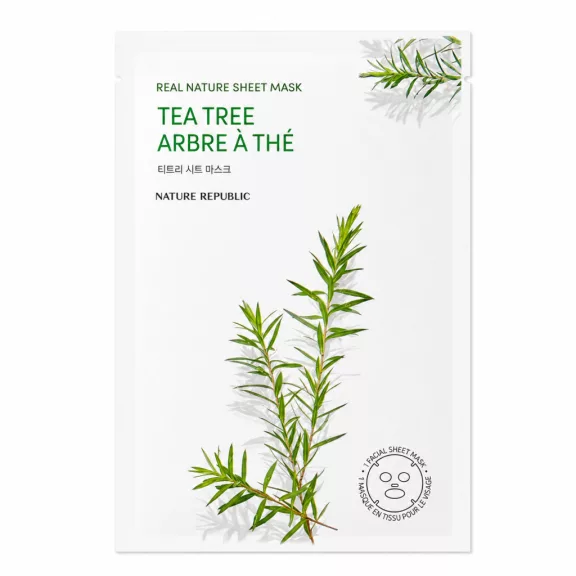 NATURE REPUBLIC Real Nature bőrnyugtató és pórusszabályzó maszk teafa kivonattal