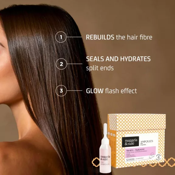NUGGELA & SULÉ Keratin-Hyaluronic ampulla sérült hajra, 4 x 10 ml