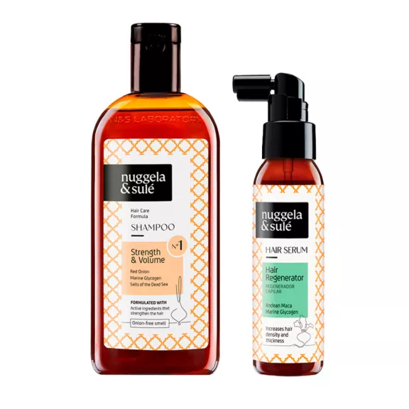 NUGGELA & SULÉ hajerősítő és hajnövesztő szett minden hajtípusra (Nº1  sampon 250 ml + hajregeneráló szérum 70 ml)