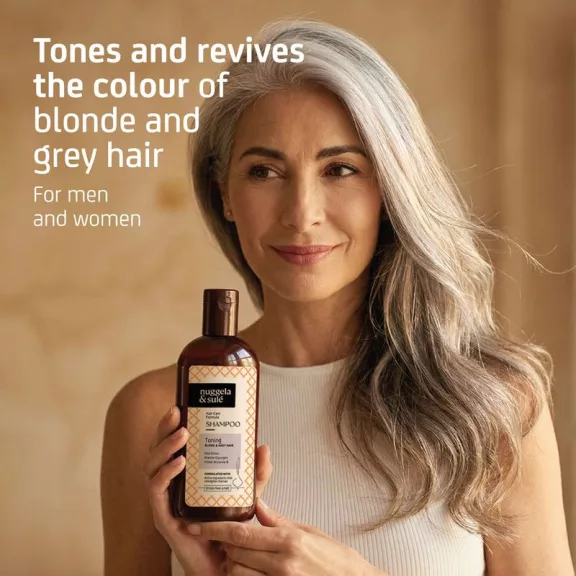 NUGGELA & SULÉ Toning Shampoo színhelyreállító sampon szőke és ősz hajra, 250 ml