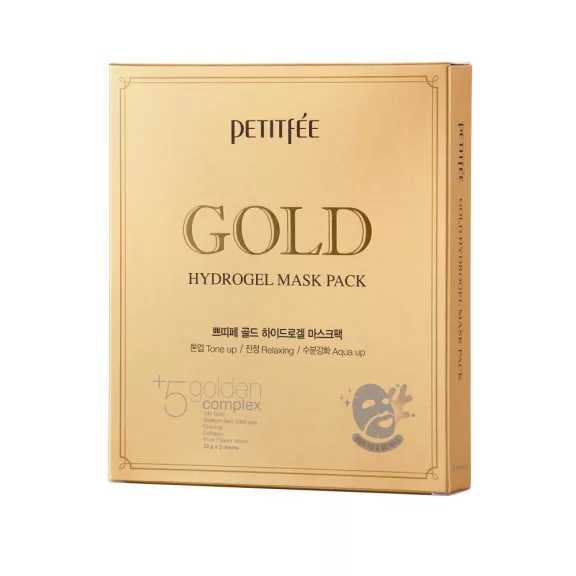 PETITFÉE Gold hidrogél maszk 5 x 32 g, arany, ginzeng és fecskefészek