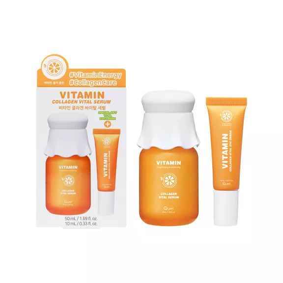 QURET Vitamin Collagen feszesítő és vitalizáló szérum vitaminnal és kollagénnel (+ ajándék szemkörnyékápoló krém)