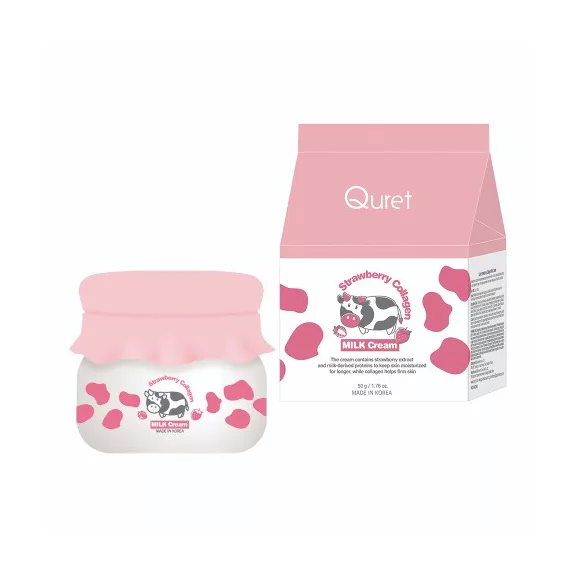 QURET Strawberry Collagen Milk Cream hidratáló arckrém eper kivonattal 50 g QURET Strawberry Collagen Milk Cream hidratáló arckrém eper kivonattal 50 g