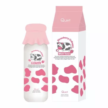   QURET Strawberry Collagen Milk hidratáló tonik eper kivonattal és kollagénnel