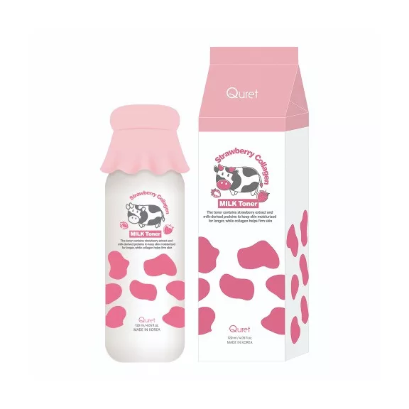 QURET Strawberry Collagen Milk Toner hidratáló arctonik eper kivonattal 120 ml QURET Strawberry Collagen Milk Toner hidratáló arctonik eper kivonattal 120 ml