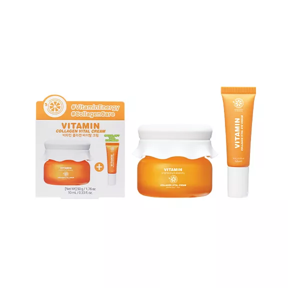 QURET Vitamin Collagen feszesítő és vitalizáló krém vitaminnal és kollagénnel (+ ajándék szemkörnyékápoló krém)
