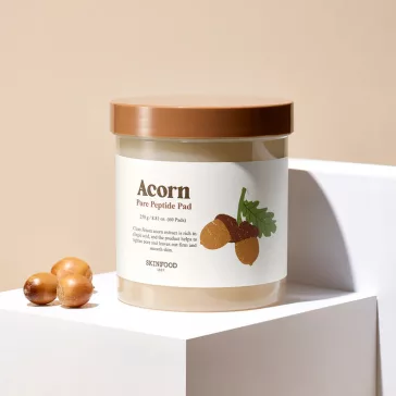   SKINFOOD Acorn Pore Peptide feszesítő és pórusszabályzó tonikkal átitatott korong makk kivonattal
