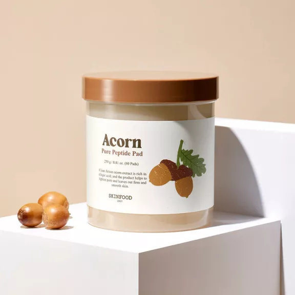 SKINFOOD Acorn Pore Peptide feszesítő és pórusszabályzó tonikkal átitatott korong makk kivonattal SKINFOOD Acorn Pore Peptide feszesítő és pórusszabályzó tonikkal átitatott korong makk kivonattal