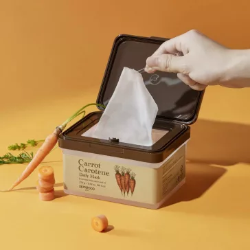  SKINFOOD Carrot Carotene hidratáló és nyugtató maszk csomag sárgarépa kivonattal (30 darab)