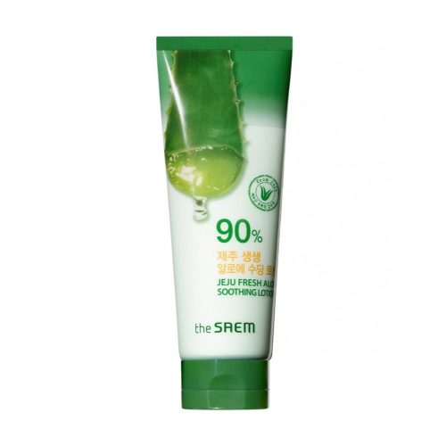 THE SAEM Jeju Fresh Aloe bőrnyugtató és hidratáló arc- és testápoló lotion 90% Aloe vera kivonattal