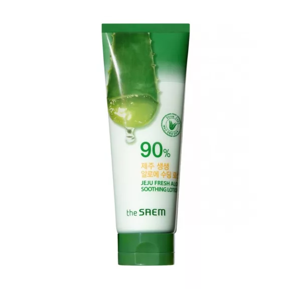 THE SAEM Jeju Fresh Aloe bőrnyugtató és hidratáló arc- és testápoló lotion 90% Aloe vera kivonattal THE SAEM Jeju Fresh Aloe bőrnyugtató és hidratáló arc- és testápoló lotion 90% Aloe vera kivonattal