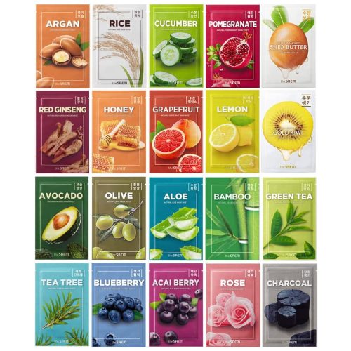 THE SAEM Natural bőrvilágosító 5 darabos maszk csomag (áfonya, argánolaj, citrom, manuka méz, rizs)