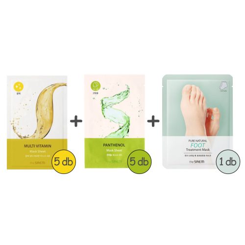 THE SAEM bőrápoló maszk csomag (5 db panthenol + 5 db vitamin + 1 lábápoló maszk)