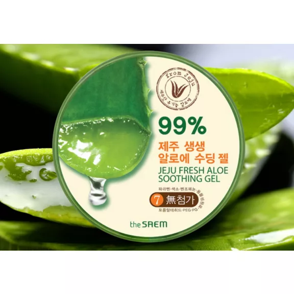 THE SAEM Jeju Fresh Aloe bőrnyugtató gél 99 % Aloe vera kivonattal tégelyben 300 ml THE SAEM Jeju Fresh Aloe bőrnyugtató gél 99 % Aloe vera kivonattal tégelyben 300 ml