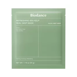   BIODANCE Refreshing Sea Kelp Real Deep nyugtató és faggyúszabályzó hidrogél maszk (4 darab)