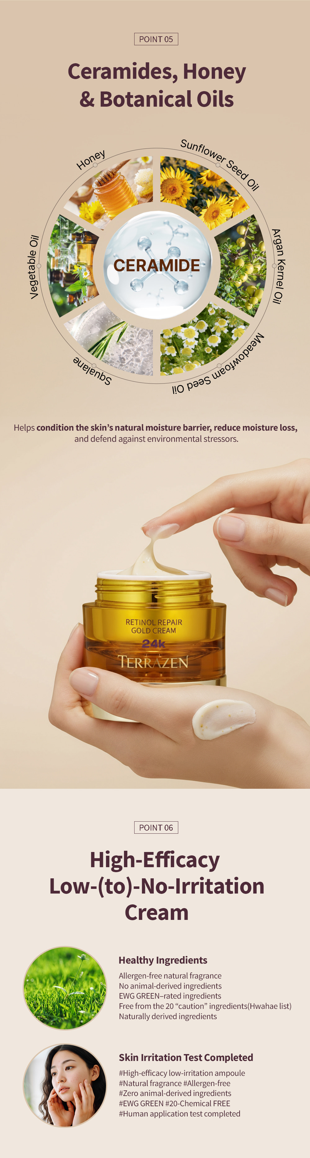 TERRAZEN Retinol Repair ránctalanító krém retinollal, peptidekkel és 24 karátos arannyal – részletes termékbemutató